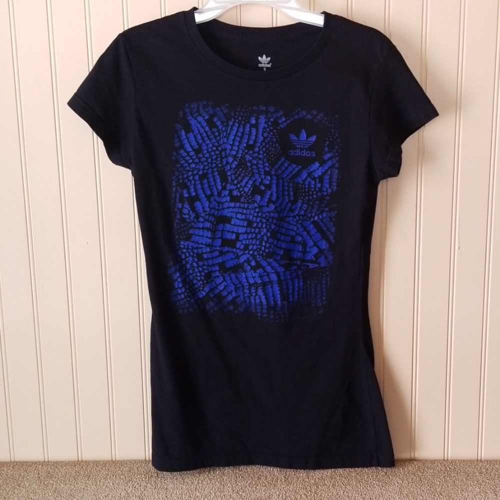 Adidas tee size small black purple EUC cap sleeves